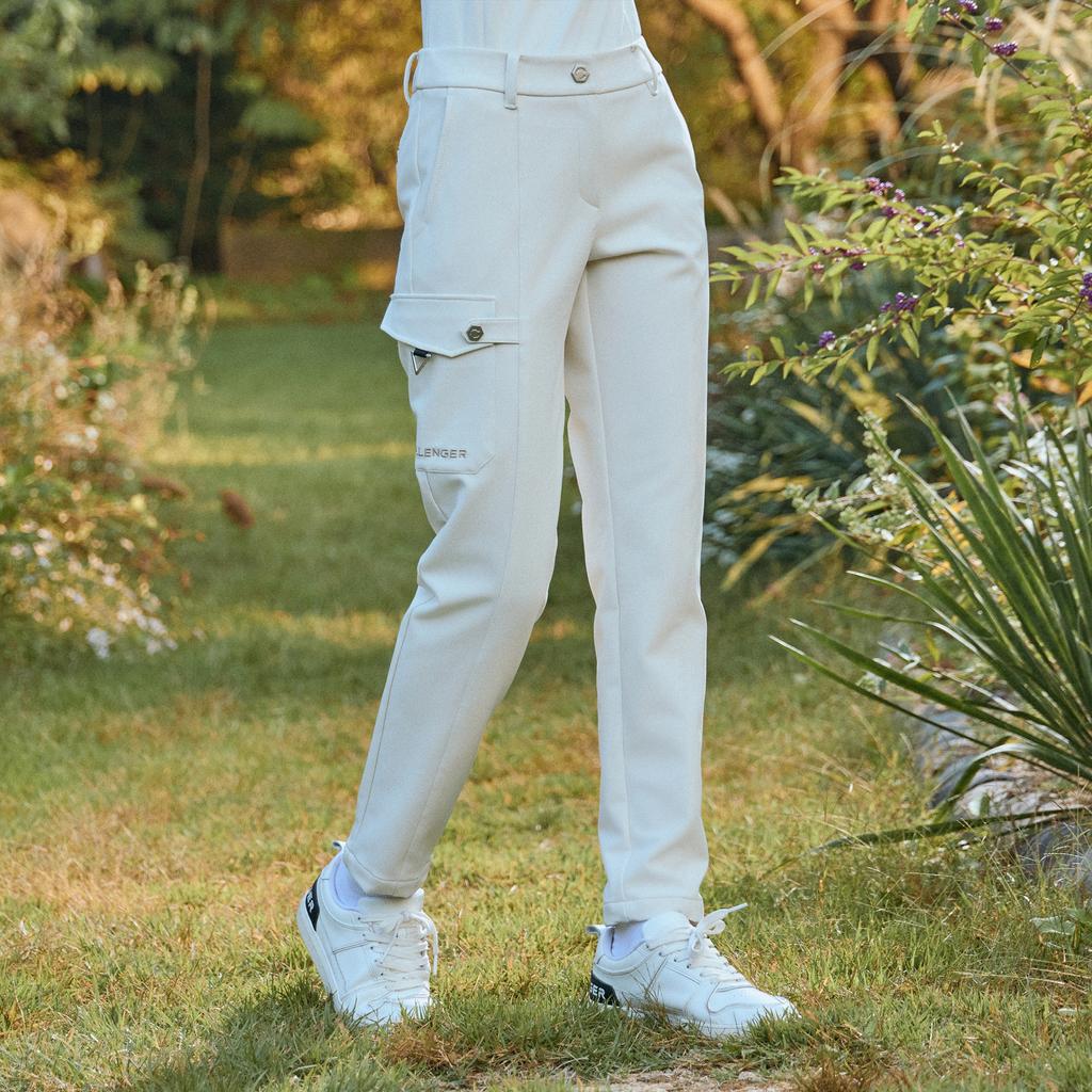 CHALLENGER Women'S Cargo Pocket Bonded Fleece Straight Fit Pants Ivory