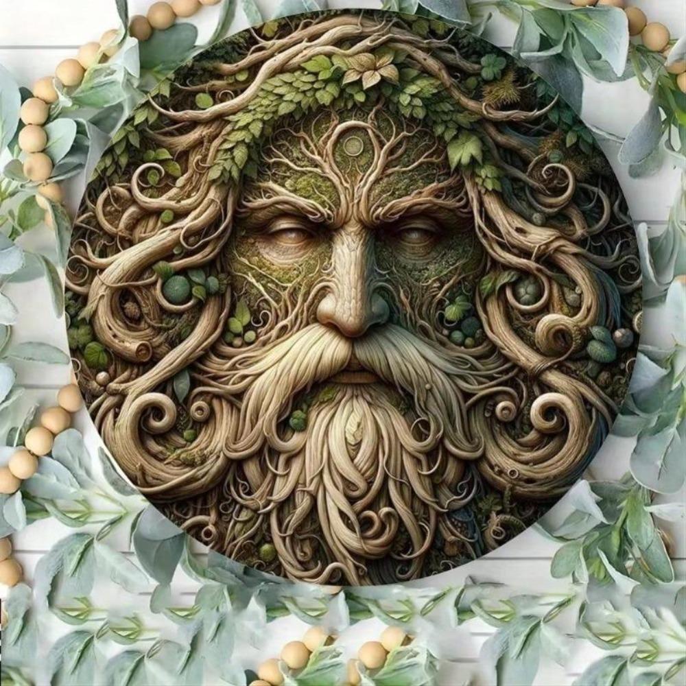 Green Man Enchanted Tree Spirit Pagan Wall Art Metal Decor for Witches and Eco Spaces