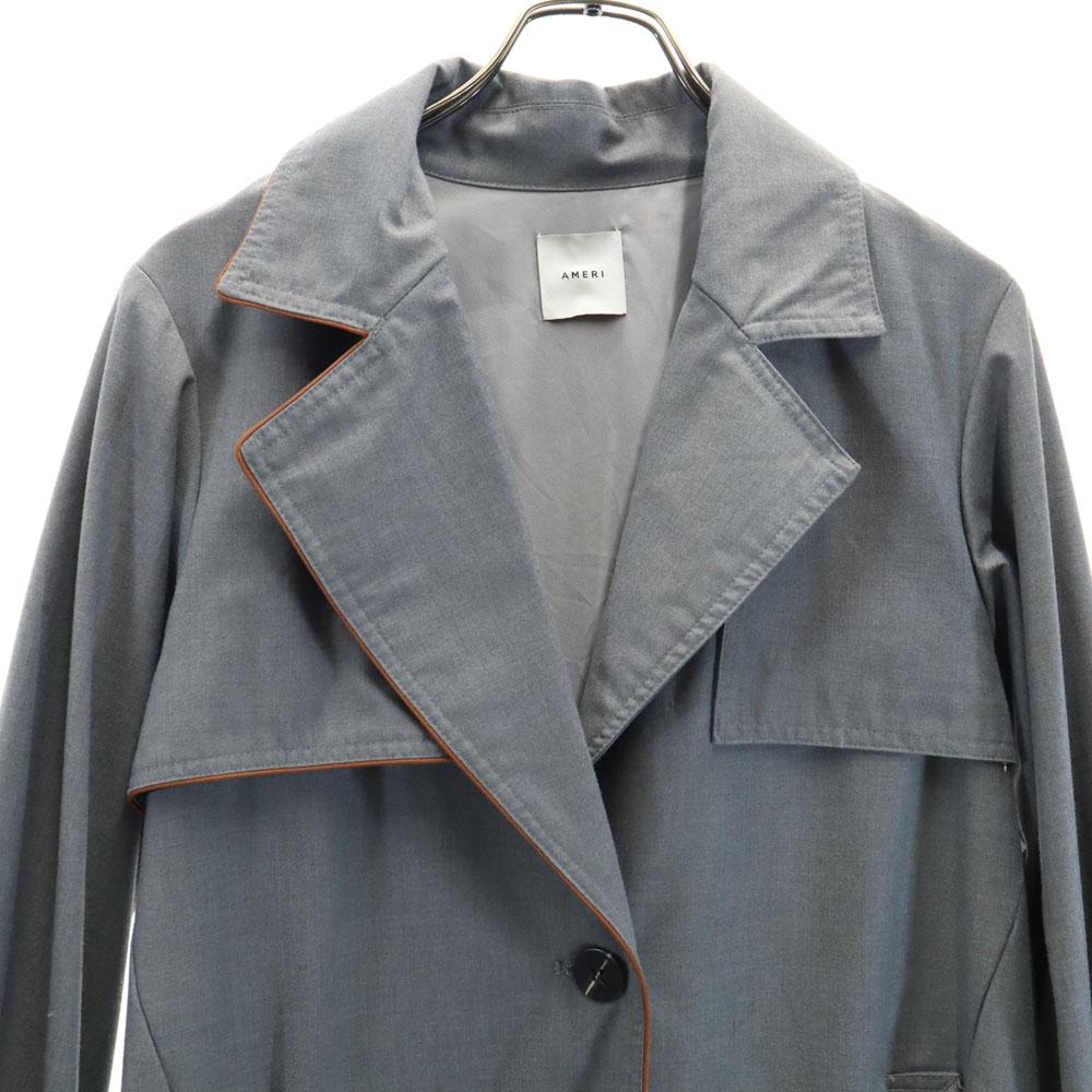 AMERI UNDRESSED Trenčkot s dlouhým rukávem, plisováním na zádech a páskem Šedý Dámský Použitý