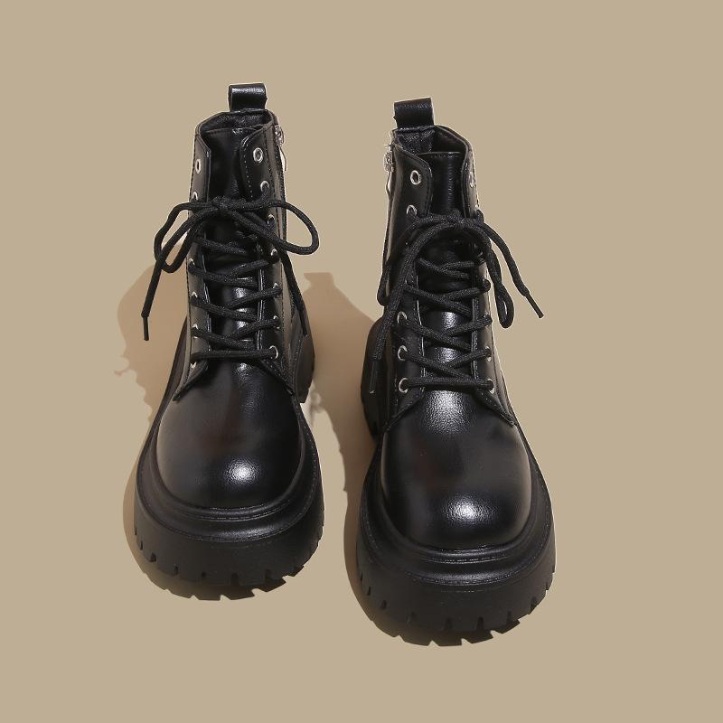 

Модные кожаные ботинки на платформе для женщин, осенне-зимняя женская обувь из кожи с мягкой подошвой, дизайнерские легкие мотоциклетные ботинки для женщин 35