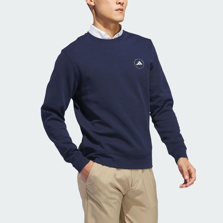 Adidas Crewneck Sweatshirt Solid Color Logo Round Neck Long Sleeve Men Sweatshirt Deep-Blue IU4518