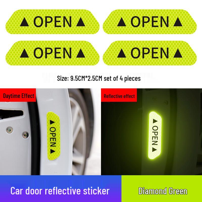 

Светоотражающие предупреждающие наклейки на двери автомобиля против столкновений 4 pieces (in OPP bag)