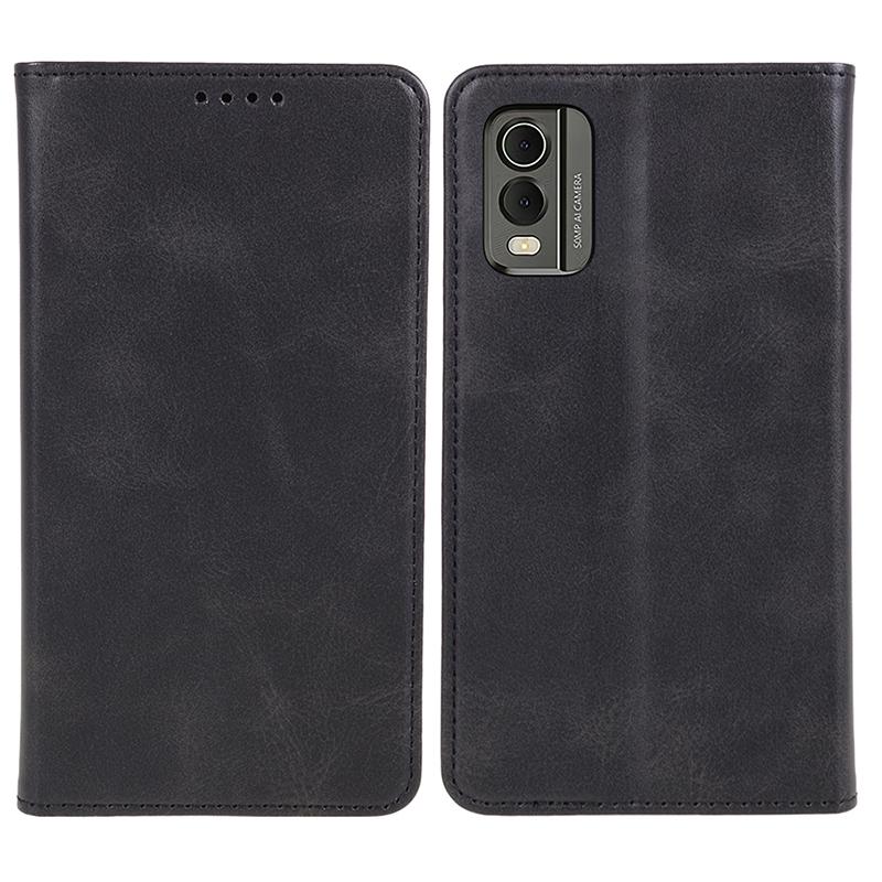 PU Leather Phone Case for Nokia C32 Calf Texture Magnetic Closing Flip Stand Wallet Cover
