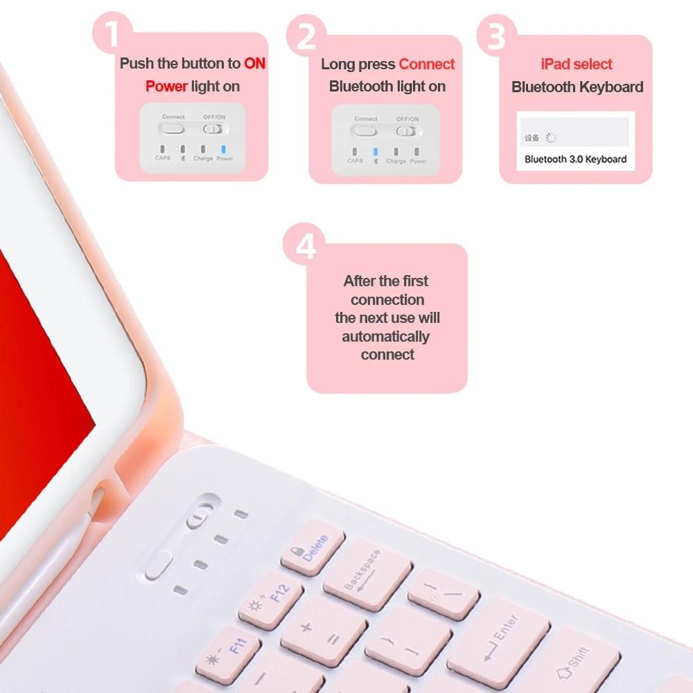 For iPad Keyboard Case For iPad 10.2 9/8/7th Pro 11 2021 2020 2022 10.9 Air 5 4 3 2 2017 9.7 5/6th Pro 10.5 Mini 6 5 4 Case