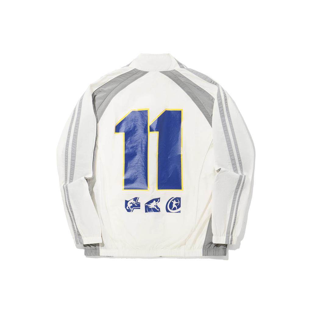 Li Ning Revive Series Back Number Printed Zipper Stand Collar Versatile Loose Windbreaker Men Outerwear AFDVH15-1