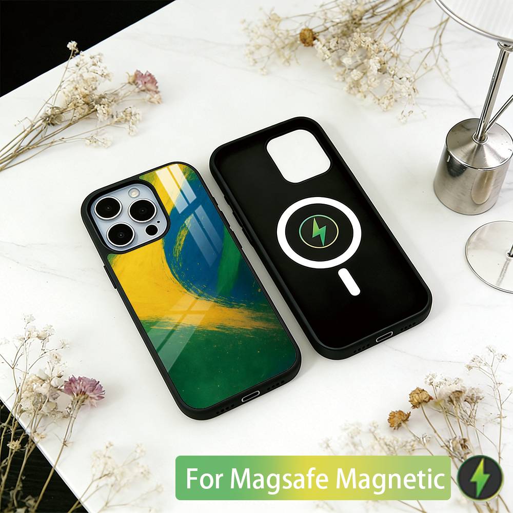 Brazil Brazilian Flag Phone Case For iPhone17,16,15,14,13,12,11 Plus,Pro Magnetic For Magsafe Wireless Charging