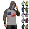 Men's Summer Camouflage Gradient Drying Short-sleeved T-shirt, Sun Clothing, Fishing, Fitness, Sports, Hooded Short-sleeved Shirt