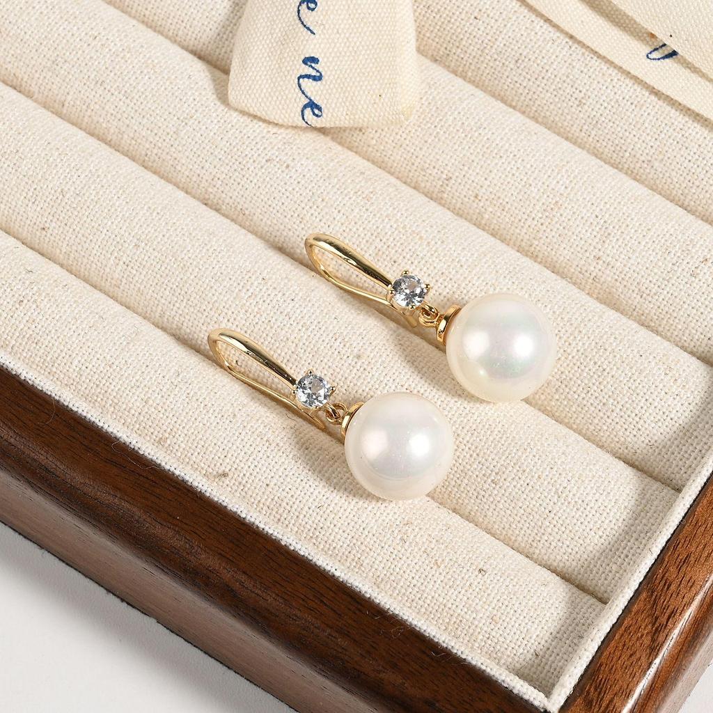 925 Silver Freshwater Pearl Stud Earrings: European-American Style, Elegant Shi Family Design