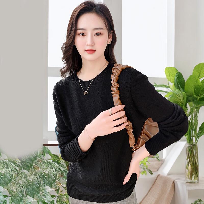 Mokana Women's Basic Round Neck 99% Wool Sweater MKNJD2848