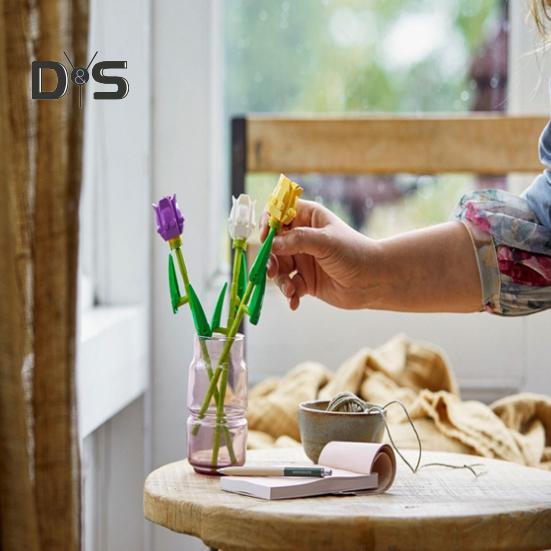 Feine Verarbeitung: Montieren Sie gefälschte Blumen, Anti-Fall-Fancy-Bausteine, Blumenstrauß, Rose