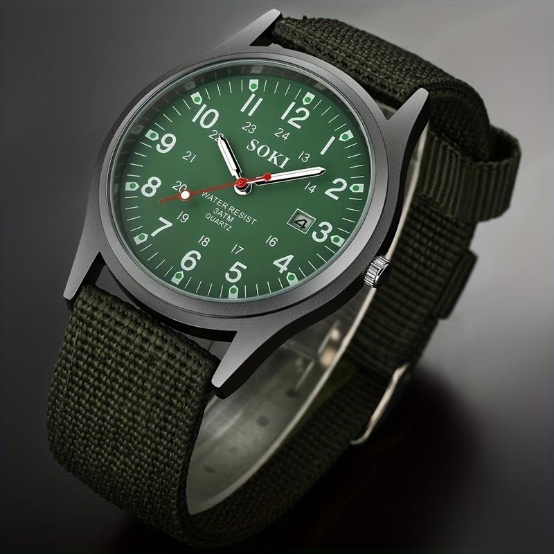 Fashion Men Luminous Quartz  Wristwatch Nylon Strap Watches Masculino Relogio Fashion Male Calendar Clock Out-door Reloj Hombre