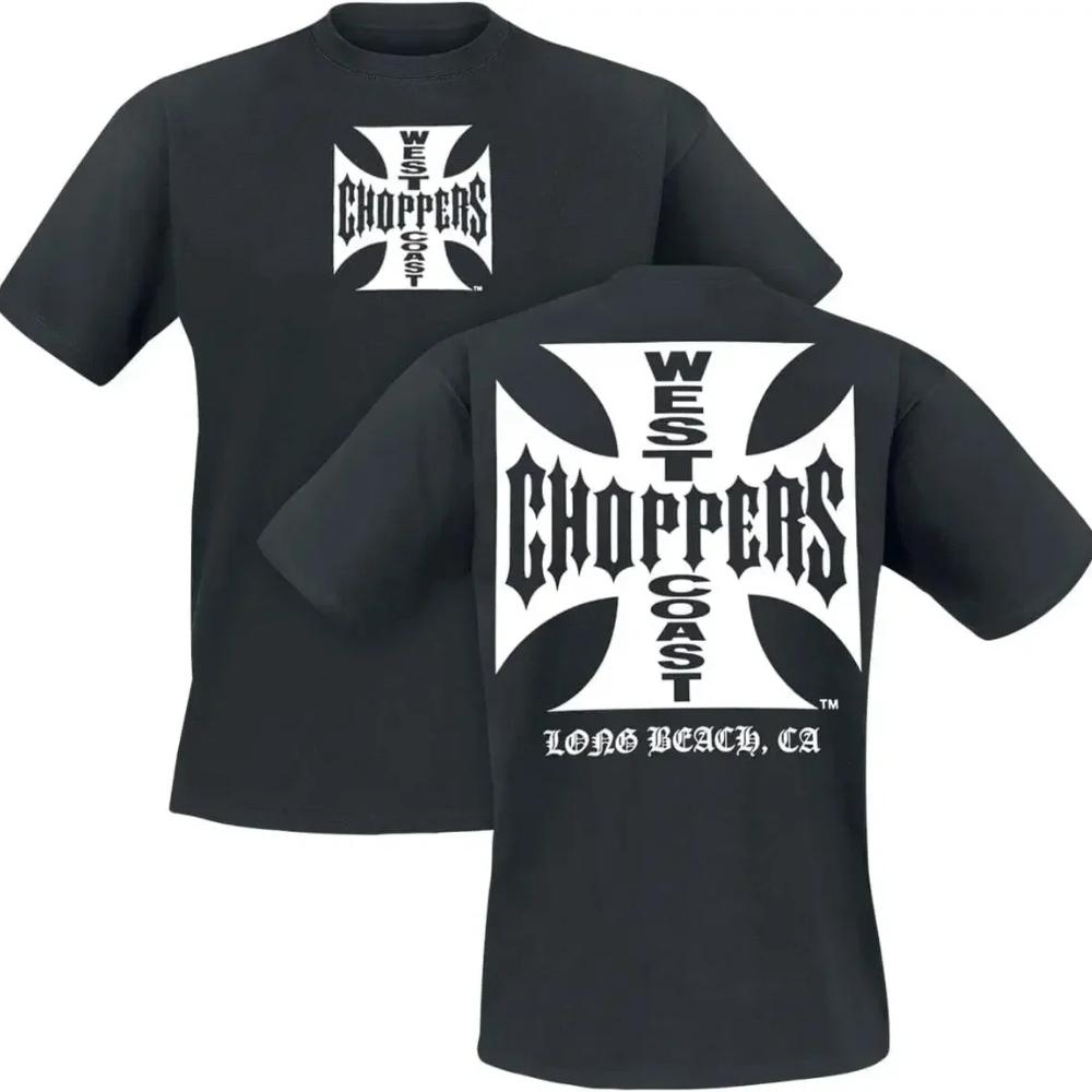 Classic Vintage West Coast Iron Cross Choppers California T-Shirt O-Neck Short Sleeve Casual Mens T-shirt Size S-4XL