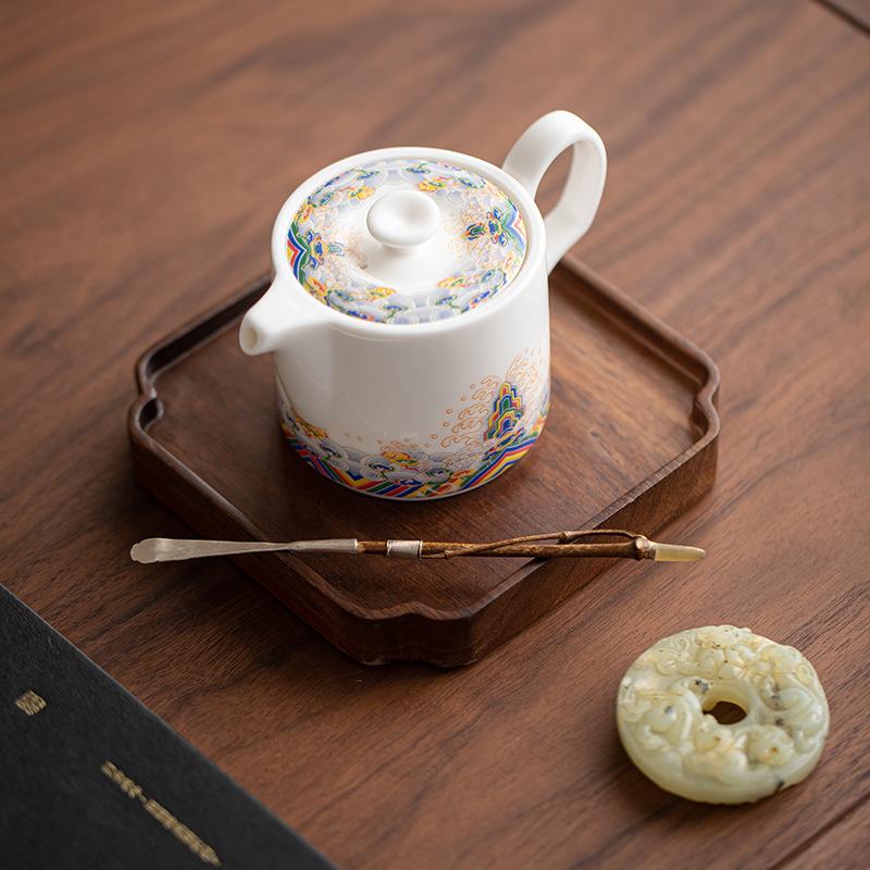 Weiße Porzellan-Teekanne Haushalt Keramik kleine Glockenkanne Einzelkanne Büro-Teekanne Teebereiter exquisit, schlicht und hochwertig