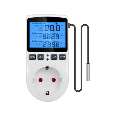 Digital Temperature Controller Thermostat Timer Socket with Temperature Sensor Backlight Switch Sensor Probe Heating Cooling