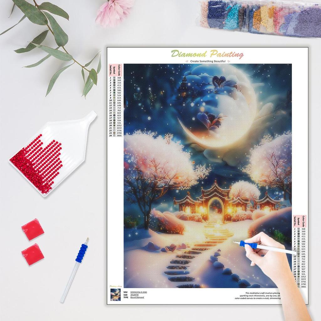 Full Round 5D Diamond Painting Moon Night Mosiac Personalized Gift  Embroidery Cross Stitch Home Decoration 30x40cm/12x16inch