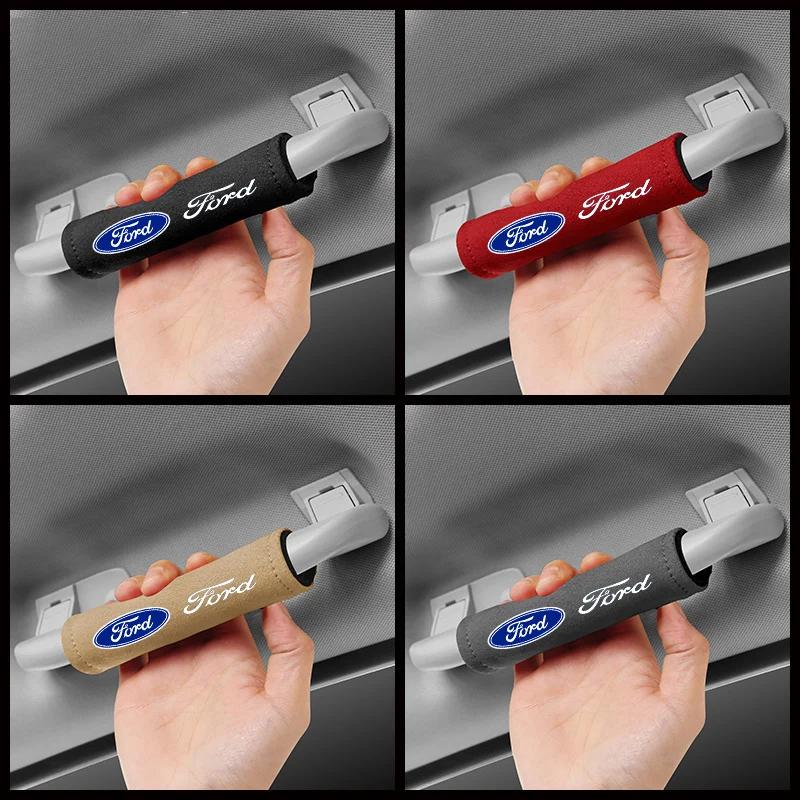 Adesivo per Auto 1pz Camoscio Tetto Auto Bracciolo Tirare Copertura Protettiva Guanti Maniglia Porta Per Ford Fiesta C-Max Kuga Ranger Raptor KA Fusi