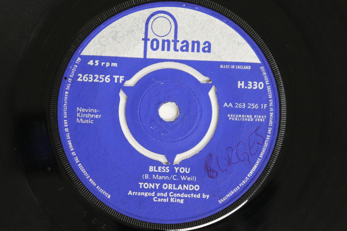 

7inch Record TONY ORLANDO - Bless You / Am I The Guy H330 FONTANA 1961 UK Rock Used