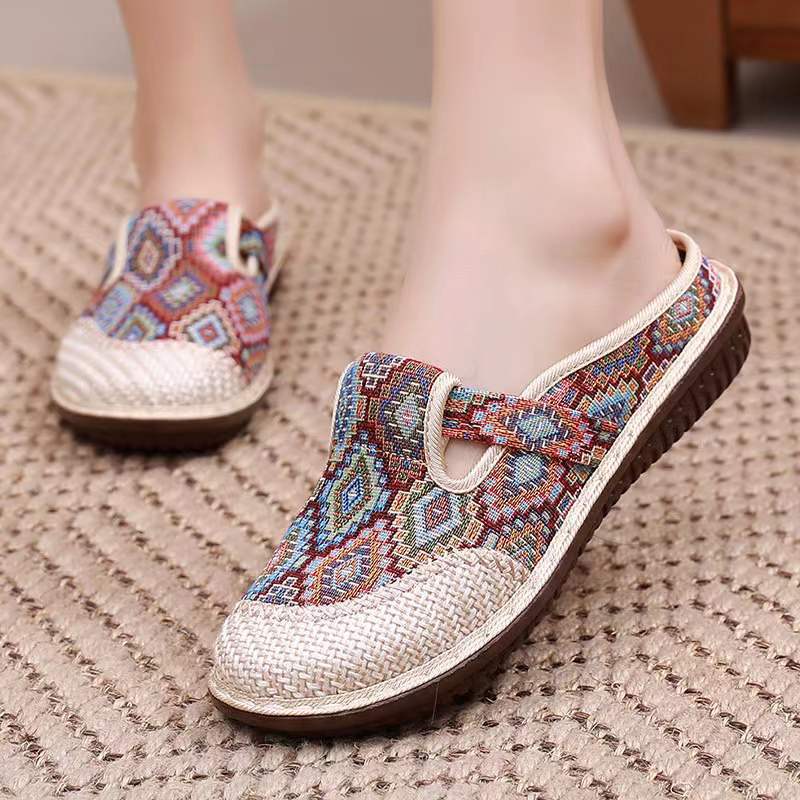 Order A Size Up Women's Casual Slip-On Flats, Breathable Fabric Upper with Rubber Sole, All-Season