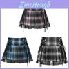 Polyester Ruitjes Cross Strap Kant Korte Rok Met Plooien Voor Casual Dames