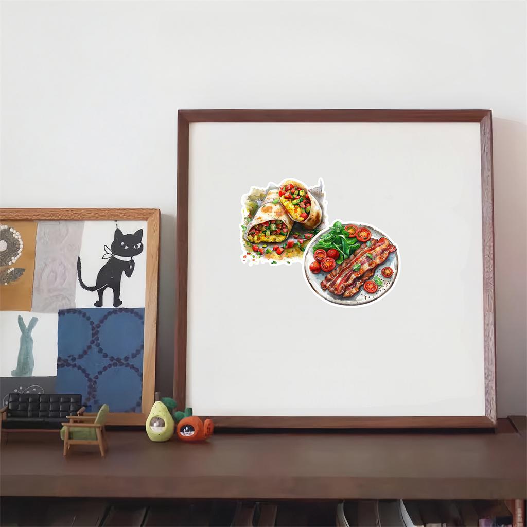 18pcs cute Watercolor breakfast food sandwich Books Stickers DIY Scrapbooking Diary Project Decoration Vintage journal material