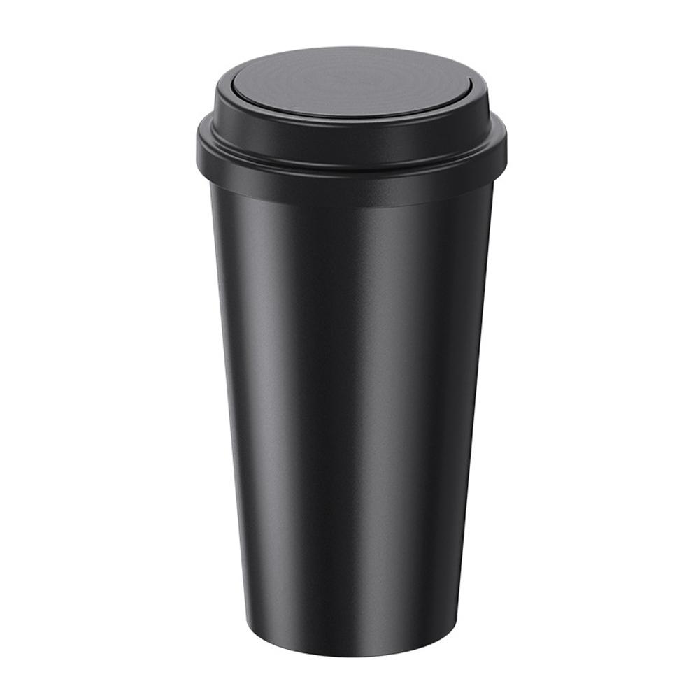 Car Styling Trash Can with Pop-up Lid Round Garbage Bin Auto Interior Waste Storage Cup Holder Trash Container Accessories