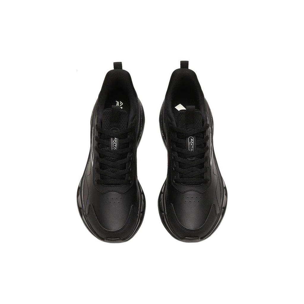 Anta Cushioning Slip Resistant Abrasion Resistant Breathable Low top Running Shoes Women's Bright Black 122315575-5