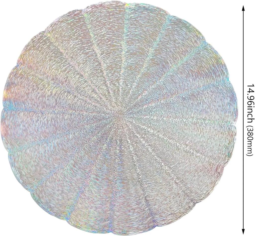 6 Stück Tischsets Set Rund Gold Vinyl Leicht zu reinigen Rutschfest Hitzebeständig 15" für Esstisch Hochzeitsfeier Festival