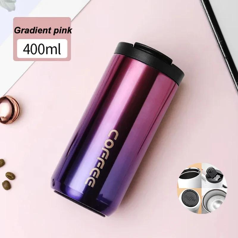 400 ml Edelstahl-Thermokaffeebecher 304 Thermosbecher Auslaufsicherer tragbarer Reise-Thermobecher Wasserflasche Weihnachtsgeschenke