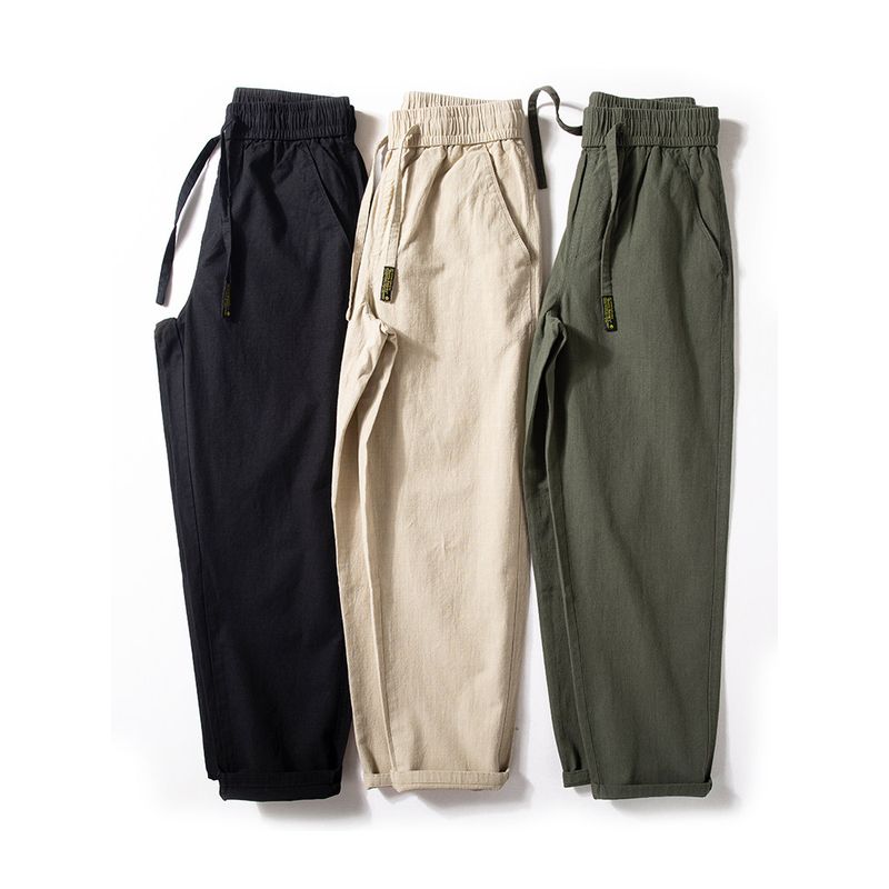 Men's Casual Pants Spring and Autumn Basic Versatile Breathable Cotton Pants Loose Straight Japan fashion Retro Drape Trousers