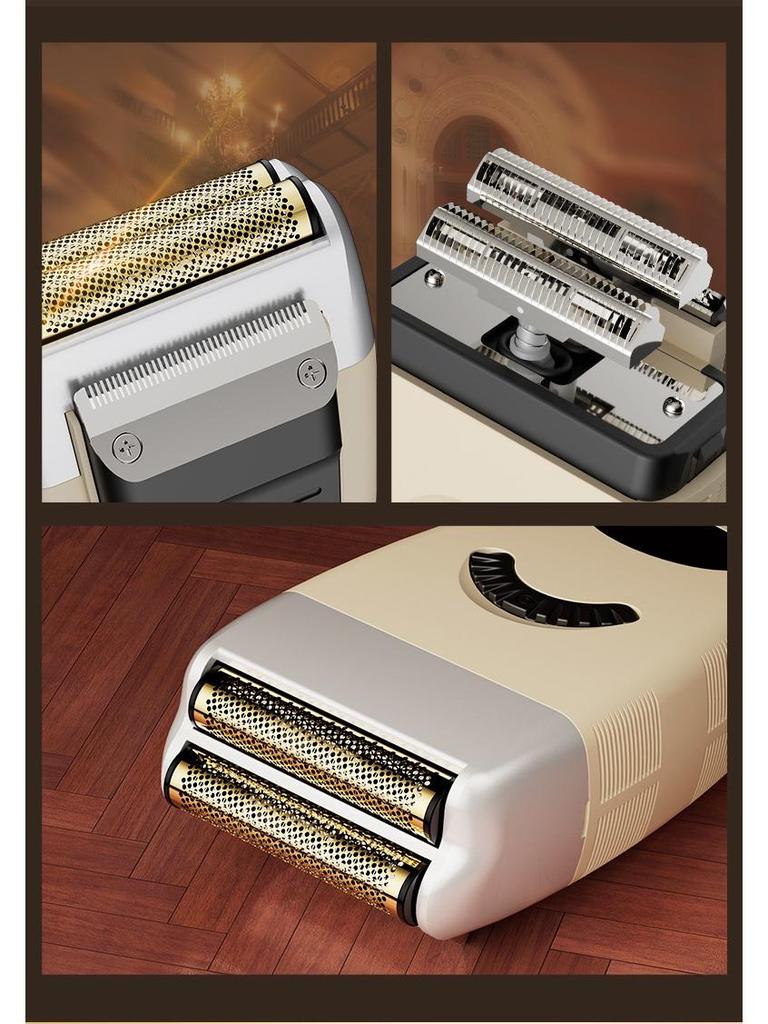 Kuangjie Dual-Function Electric Shaver with Digital Display and Sideburn Trimmer