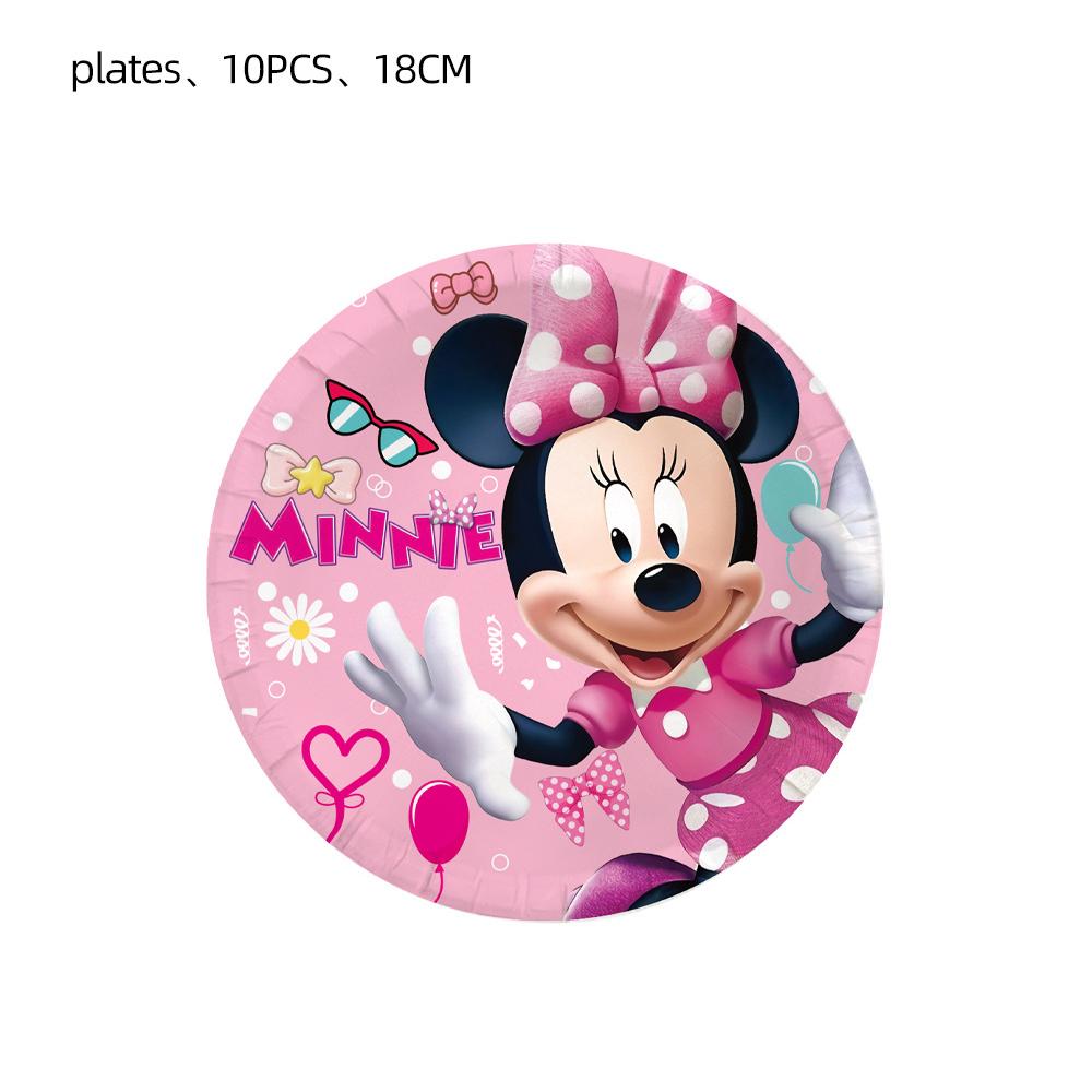 51pcs Minnie Party Tableware Includes Cup Plate Tablecloth Napkin for10 Guests