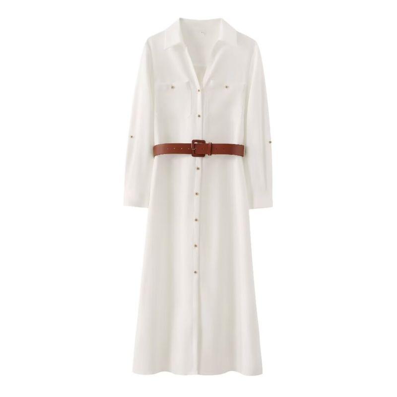 Kaslead New Arrival Women's Clothing Fashion Style Fashion Casual with Belt Shirt Style Dress 2251522