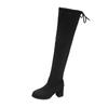 2025 Autumn and Winter New Suede High-heeled Lace-up Boots, Small People Grow Taller and Thinner, Knee Elastic Boots Wish
