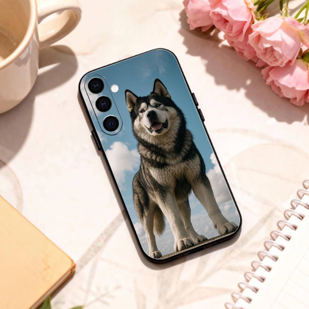 Cute Siberian Husky Dog phone Case For Samsung Galaxy A73,A72,A71,A70,A53,A52,A51,Others Soft Black Shell
