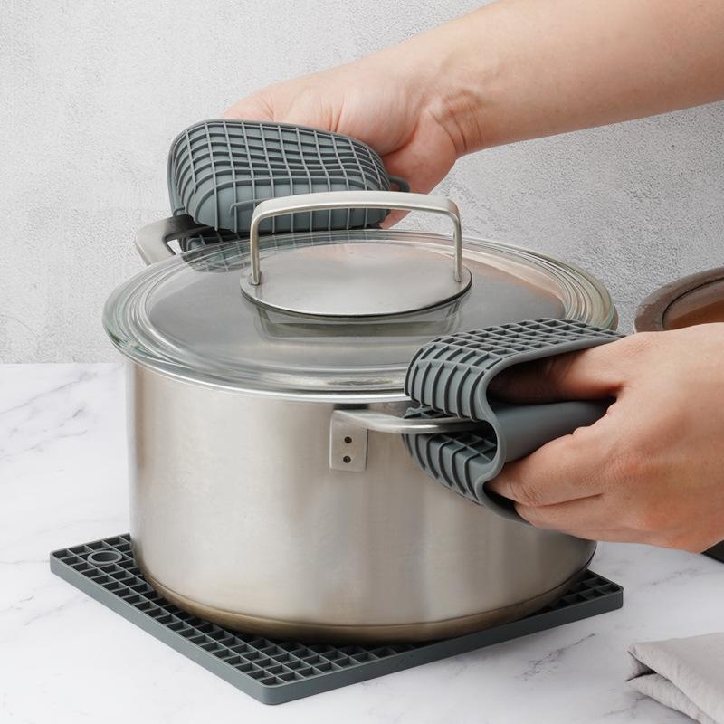 1/2Pcs Insulated Hand Silicone Anti-Heat Gloves Baking Oven Microwave Plate Holder Anti-Slip Silicone Gloves Mat Kitchen Gadgets