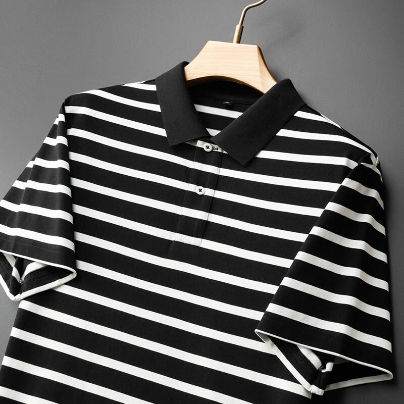 Men's Plus Size Striped Color Block Cotton Blend Polo Shirt
