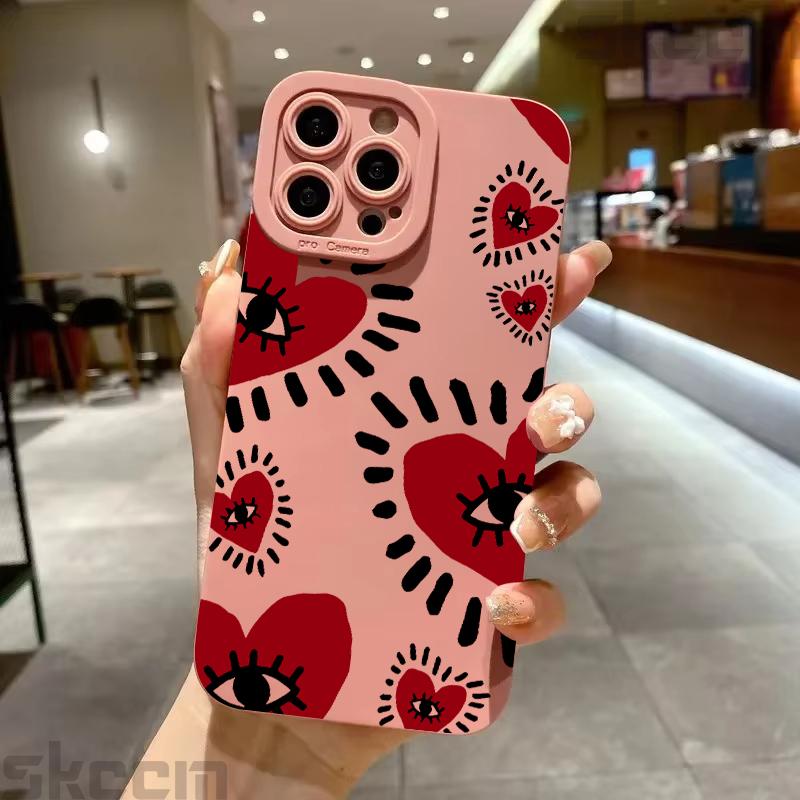 Creative Evil Eye Pattern Silicone Phone Case For iPhone 16 Pro Max 14 15 Plus 11 12 13 Mini X XS XR 7 8 16E Shockproof Cover
