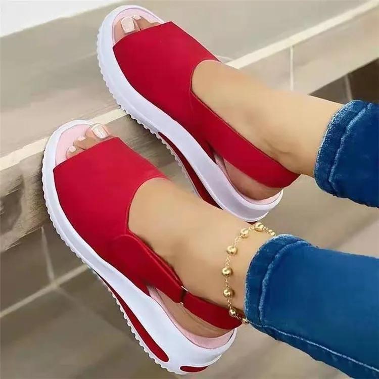 Fashion 2025 Summer Women's Sandals Platform Stretch Fabric Fashion Shoes Women Comfort Walking Ladies Female Casual Footwear Sandals