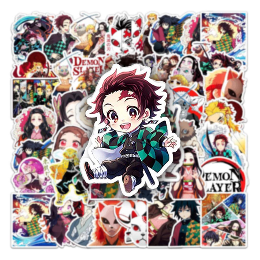 New Demon Slayer Stickers Cartoon Animation DIY Decoration Skateboard Laptop Luggage Motorcycle Phone Sticker Decals Gift Toys N
