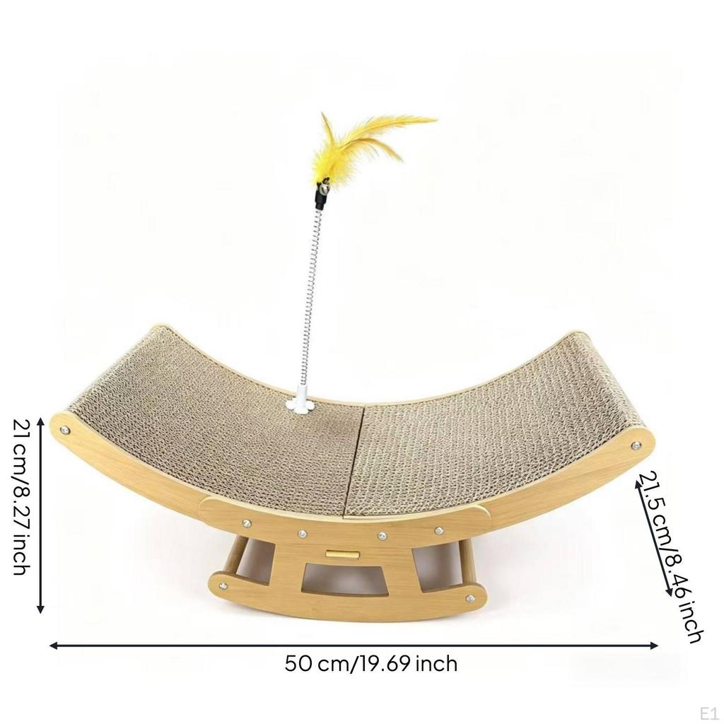 Cat Scratcher Rocker Corrugated Scratching Bed with Feather Toy Rocking Animal Furniture for