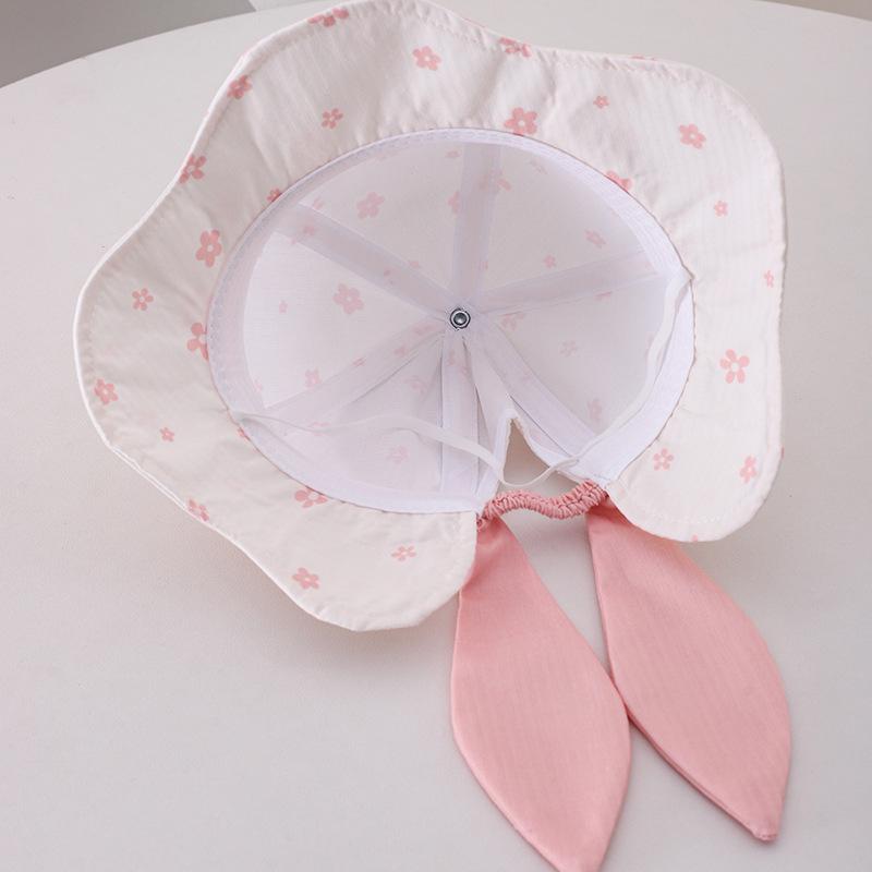 Sombrero de Cubo Floral Coreano para Bebé Niña Primavera/Verano 2026 – Lindo, Fresco, Protector Solar