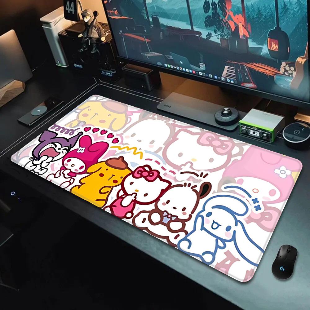 Pink Cartoon Hello Kitty Mousepad HD Printing Computer Gamers Locking Edge Non-slip Mouse Pad XXL90x40cm Keyboard PC Desk Pad