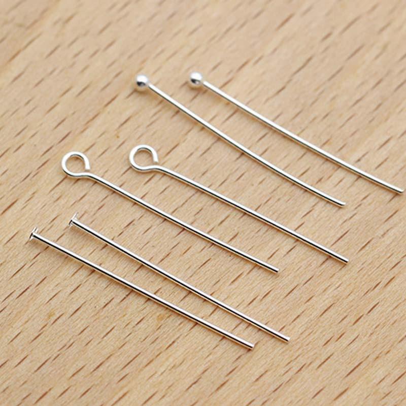 6pcs Real Pure Solid 925 Sterling Silver Needle Pins for DIY Jewelry Making Findings Earring Necklace Connector Part Base