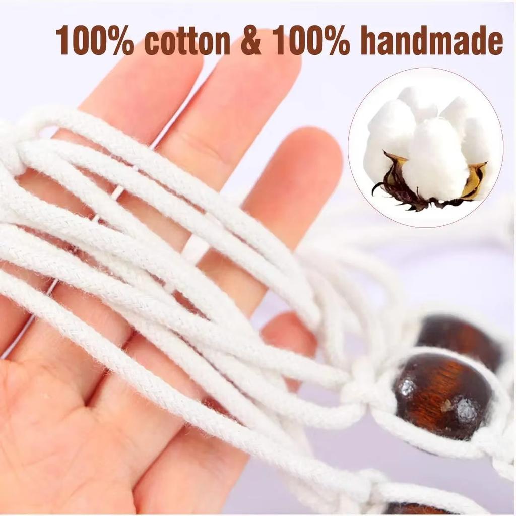 4pc Macrame Handmade Plant Hanger Baskets Flower Pots Holder Balcony Hanging Decoration Knotted Lifting Rope Hom