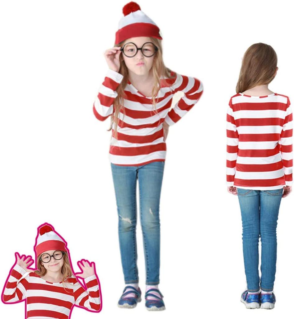 LAMONKE Conjunto de Fantasia Wally para Halloween Performance de Palco Natal Novo Traje Cosplay para Festivais Culturais Escolares Tamanho Infantil, Conjunto de 3 Peças, Fantasia,
