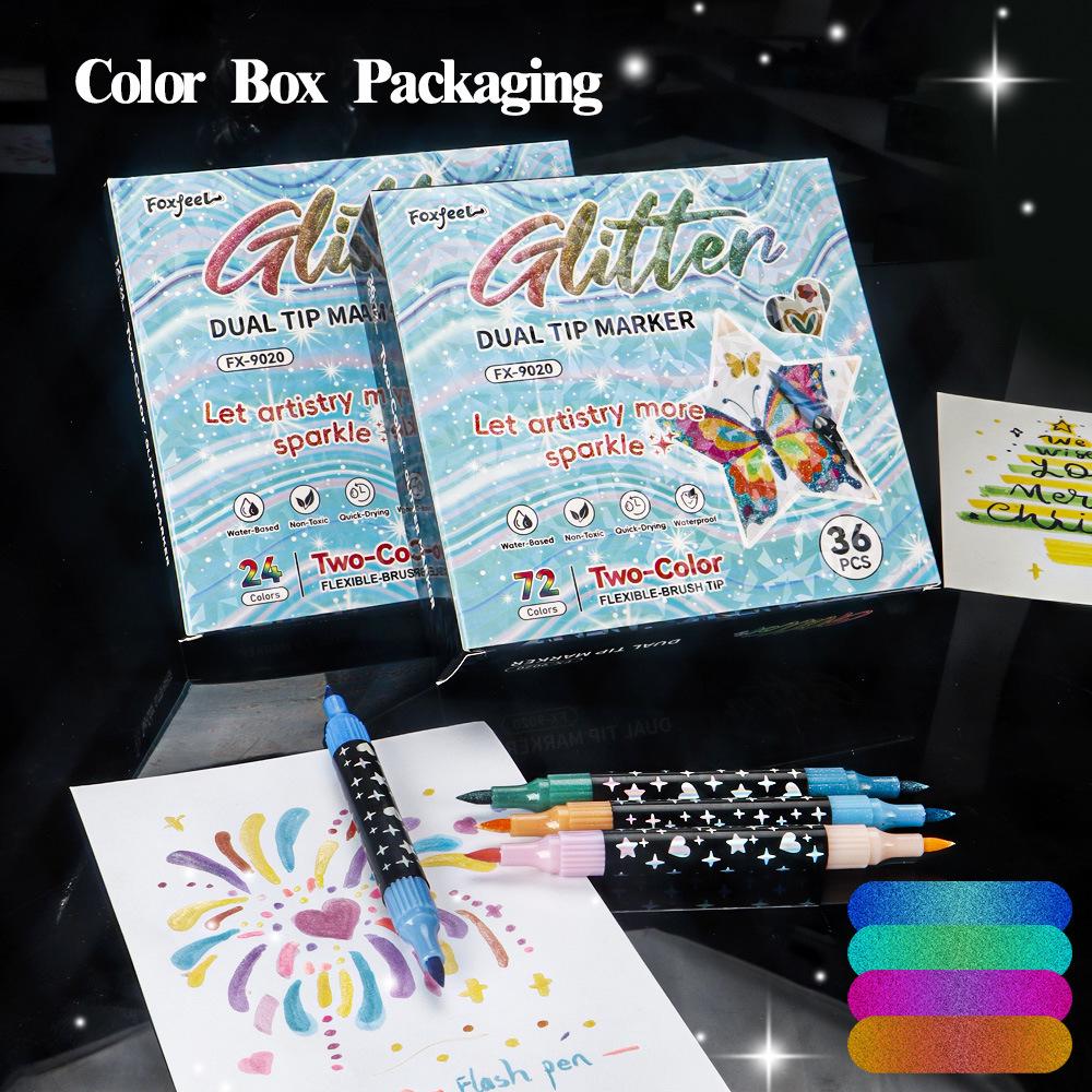 Dual-Headed Glitter Acrylic Marker Pen - Opaque, Double-Color, Superimposable