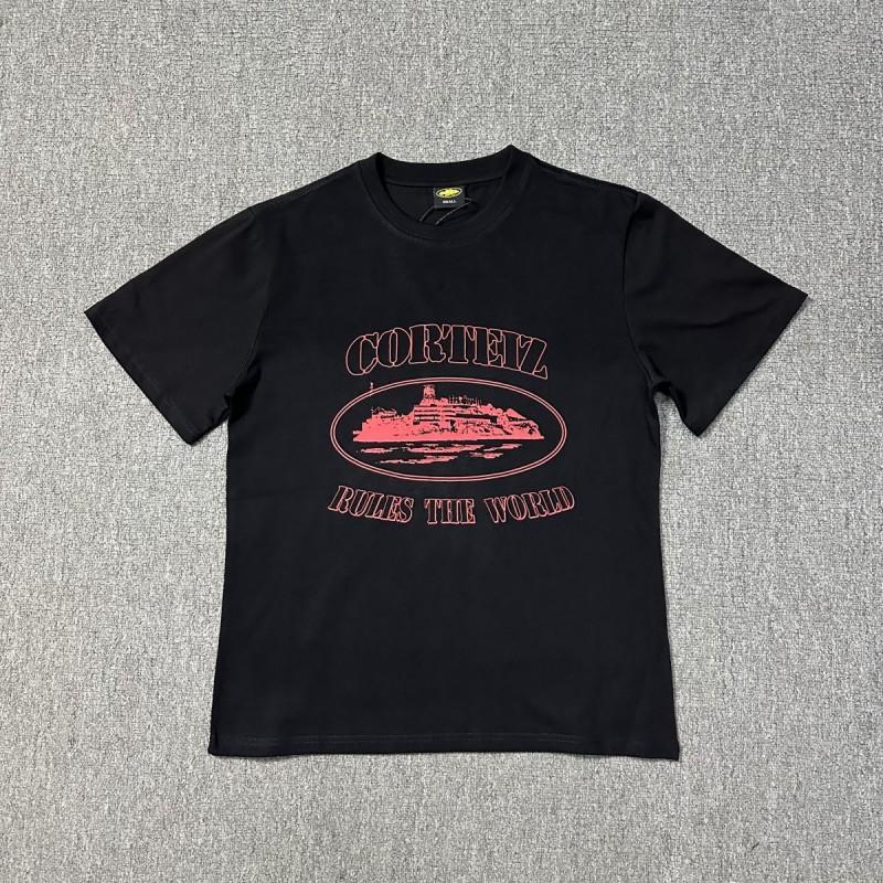 Corteiz Streetwear Baumwoll-T-Shirt Herren Lockerer Schnitt Rundhals Kurzarm Hip Hop Grafik-T-Shirt