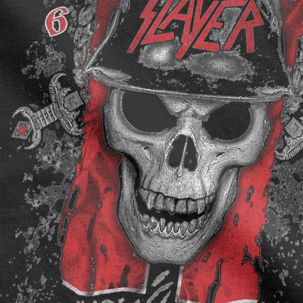 Leisure Slayer Band Skull T-Shirts Men Crewneck Cotton T Shirt Short Sleeve Tee Shirt Gift Idea Clothing