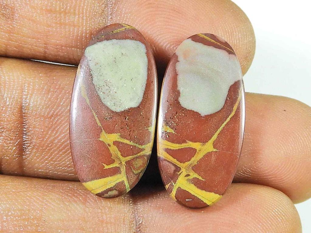 25Cts. Natural Noreena Jasper (13mm X 26mm each) Oval Cabochon Match Pair SK-2739
