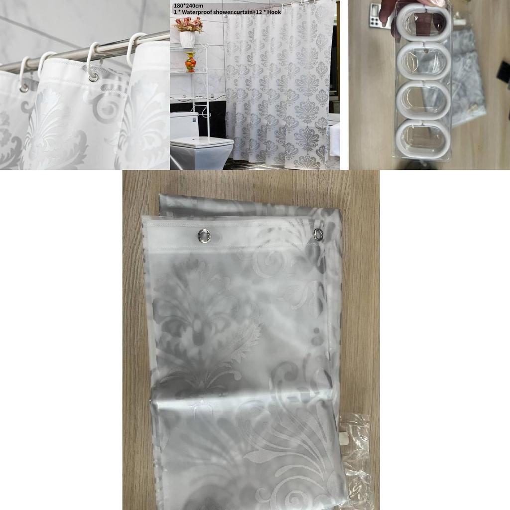 European Style Waterproof Peva Shower Curtain With Geometric Abstract Pattern For Bathroom Decor And Gift